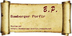 Bamberger Porfir névjegykártya